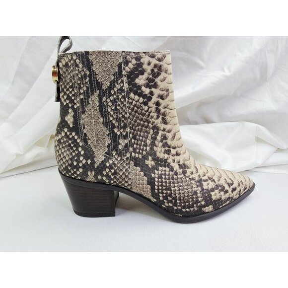 Franco Sarto Size 7M Womens Snake Print Side Zip Shay Logo Tag Ankle Boots - Picture 1 of 14